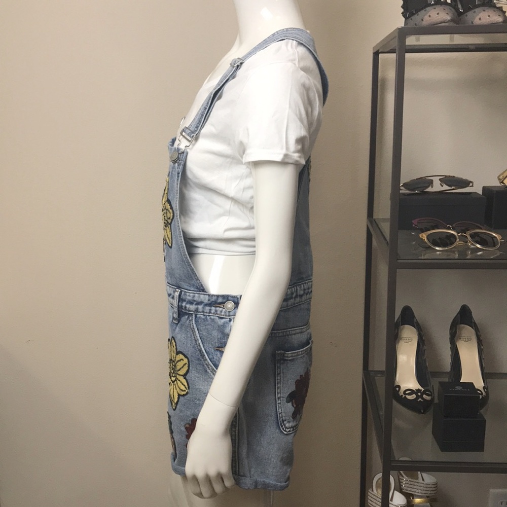 Glamorous Sequin Patch Denim Romper Overalls - image 2